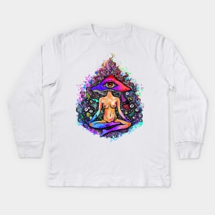 Ajna ( Third Eye Mushroom ) Kids Long Sleeve T-Shirt